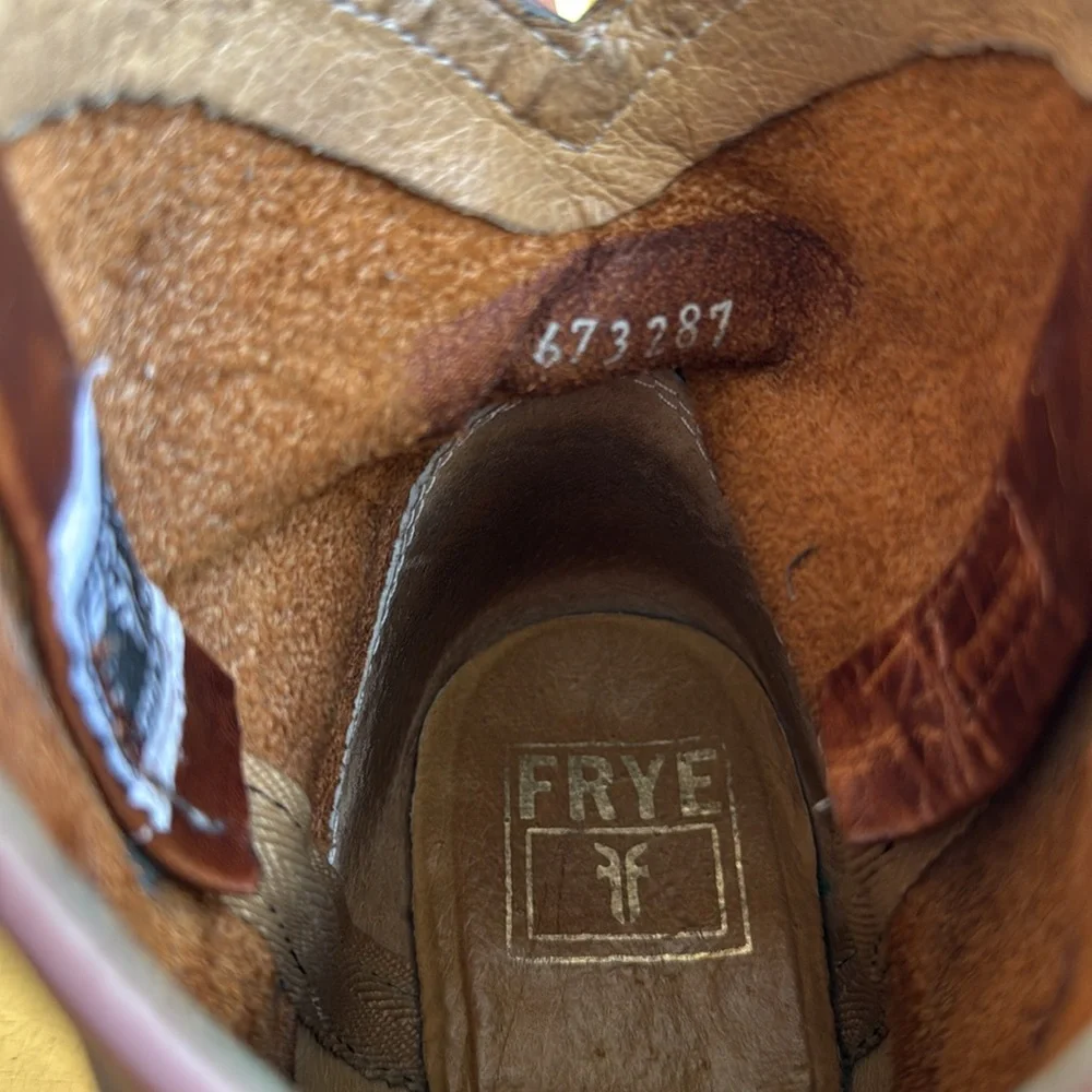 Frye Wyatt Harness Distressed Short Boot in Cognac Leather